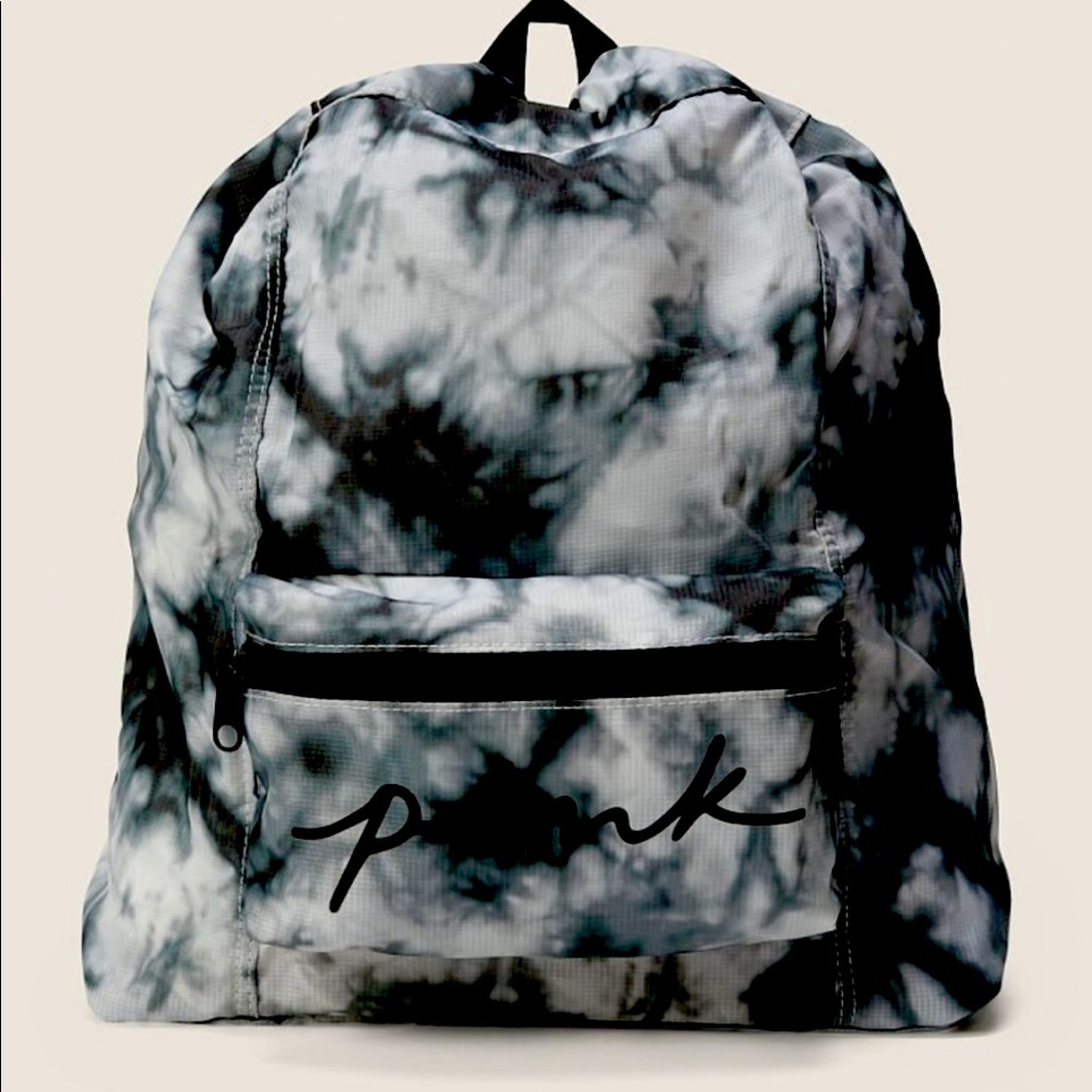Victoria’s Secret PINK Packable Backpack Black and White Tie Dye